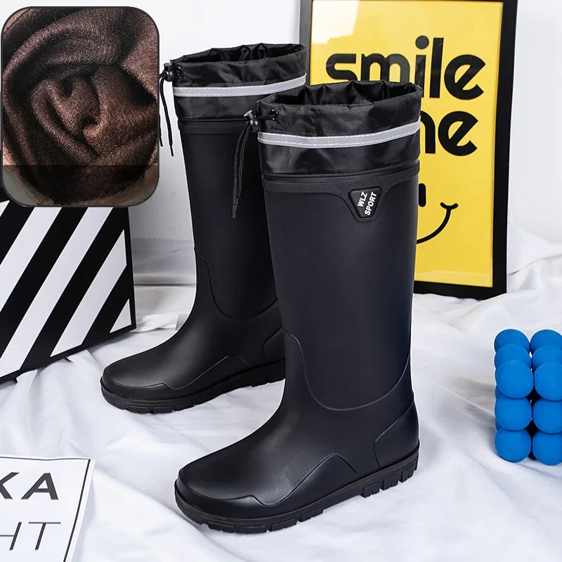 German Style Thickened Long High-Tube Rain Boots Men's Anti-Slip Outdoor Camping Fishing Snake Bite Proof Water Shoes