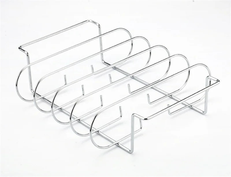 BBQ Steak Racks Non-Stick Coated Steel Roasting Barbecue Rib Meat Lamb Roasting Grilling Stand Holds Outdoor Picnic Rib Rack