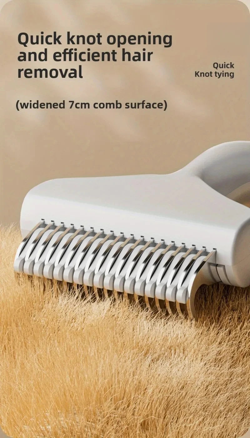 Pet Hair Removal Comb Curved Stainless Steel Teeth for Dogs Cats Detangling Brush for Long Thick Hair Professional Grooming Tool