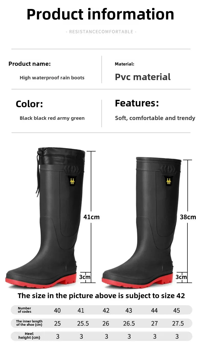 Comfortable High-Tube Men's Rain Boots Outdoor Versatile Waterproof Fishing Shoes Korean Style Delivery Car Wash Shoes Men's Wat