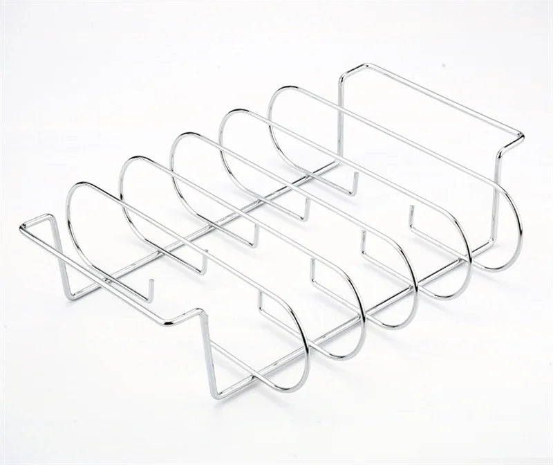 BBQ Steak Racks Non-Stick Coated Steel Roasting Barbecue Rib Meat Lamb Roasting Grilling Stand Holds Outdoor Picnic Rib Rack