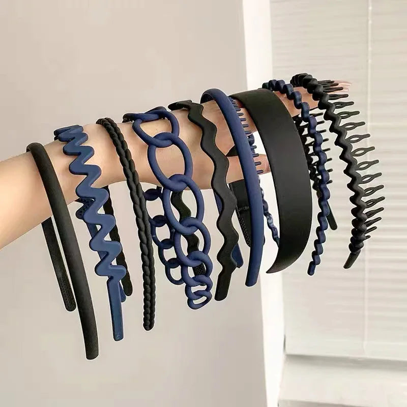 9Pcs/Set Non-slip Hair Band Hoop for Women Men Frosted Face Wash Headband Multi-style Headbands Simple Hairband Hair Accessories