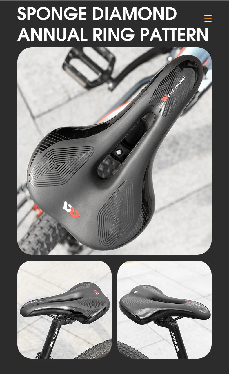 WEST BIKING MTB Bike Bicycle Saddle Rail Hollow Breathable Absorption Rainproof Soft Comfortable Sponge Casual Road Cycling Seat