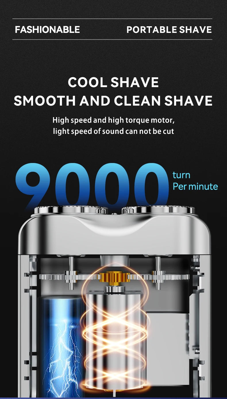 Mini Portable Electric Shaver for Men, USB Rechargeable Dual Blades Beard Trimmer, Wet & Dry Use Face Razor for Home Travel