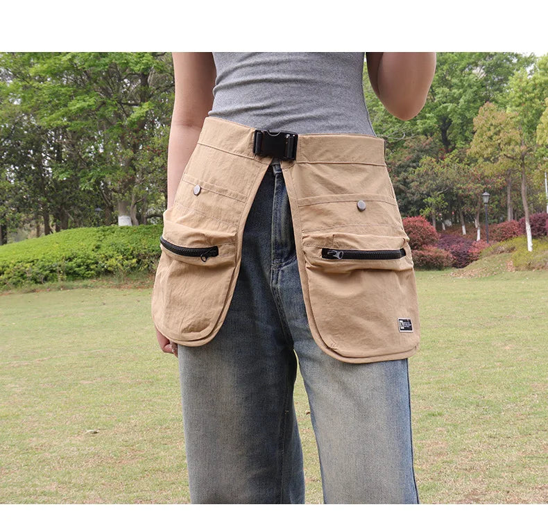Waterproof Multi-pocket Half Apron Makeup Artist Hairdresser Outdoor Running Waist Apron