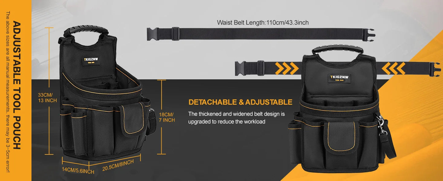 TkigznwTool Belt Bag 18 Pockets Tool Pouch