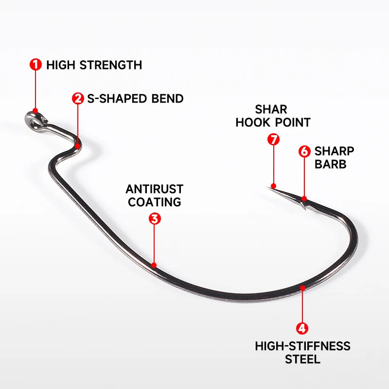 Supercontinent 10pcsB94Fishing hook Offset 6# - 3/0# crank hook for soft worm bait fishhook crankbait fishing tackle accessories