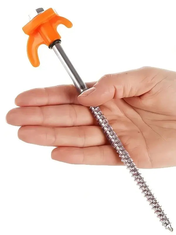 Heavy Duty Tent Stakes,  Metal Ground Anchor Screw-In, Threaded Ground Anchors with Hex Head