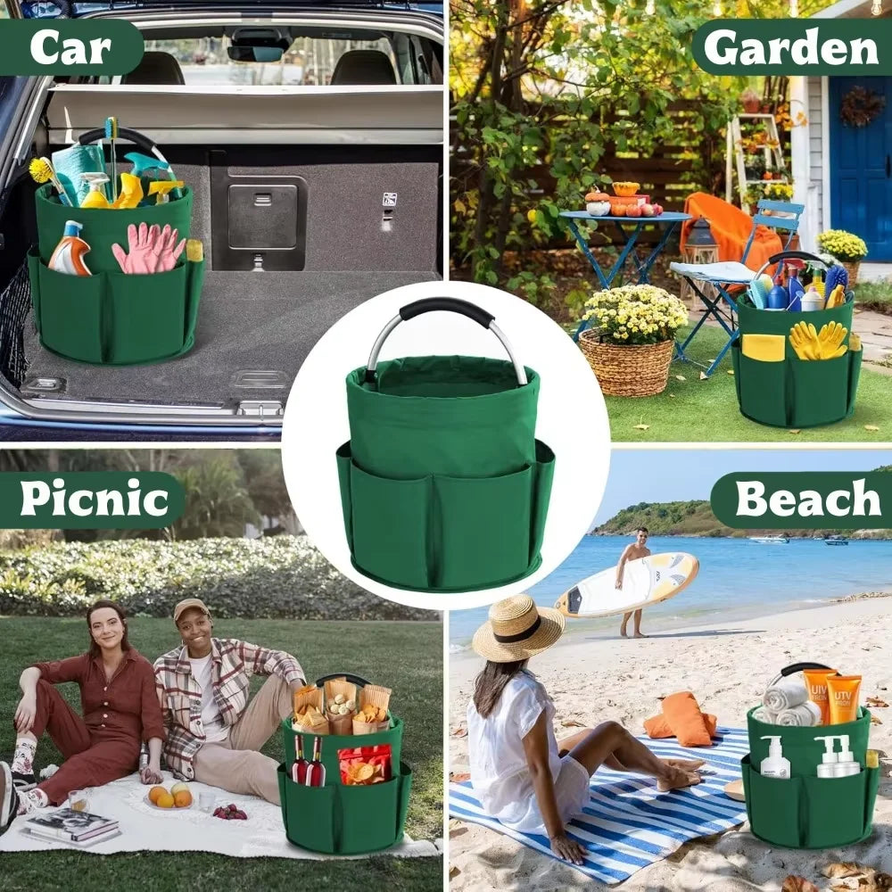 17L Large Storage Organiser Bag Folding Basket Picnic Tote Outdoor Cleaning Caddy with Handle Tool Bag Cleaning Supplies