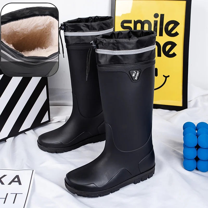 German Style Thickened Long High-Tube Rain Boots Men's Anti-Slip Outdoor Camping Fishing Snake Bite Proof Water Shoes