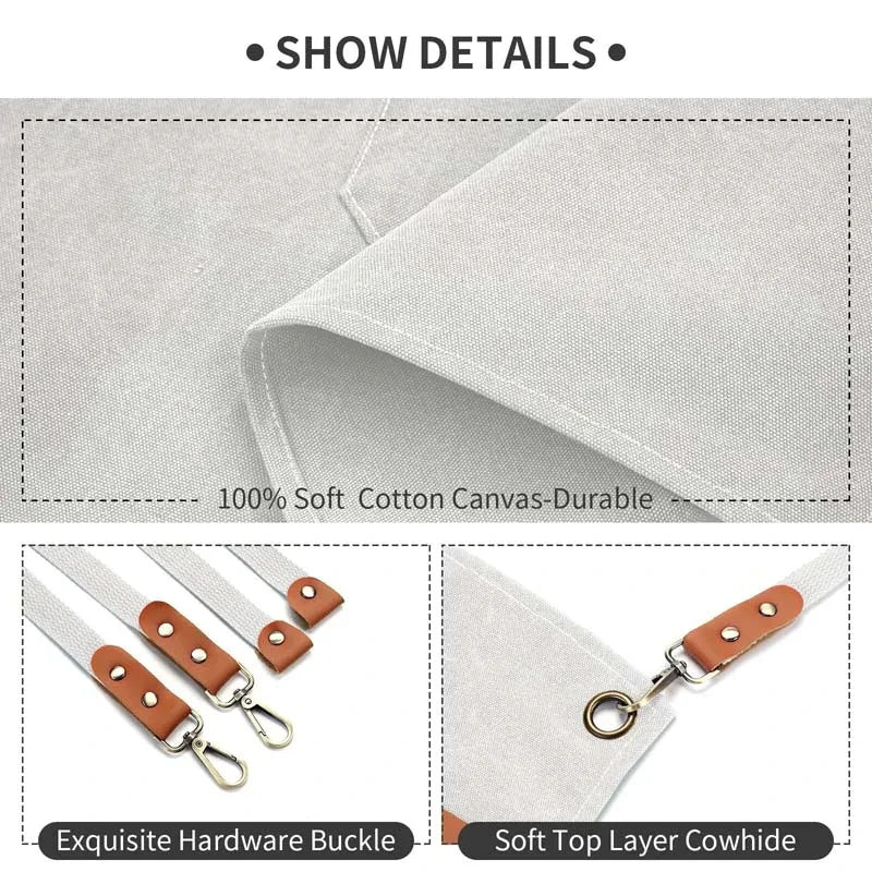 Household Canvas Apron Oil-proof Can Wipe Hands Kitchen CookingMen Women Adult with Tool Pockets Fashion Coffee Over Apron