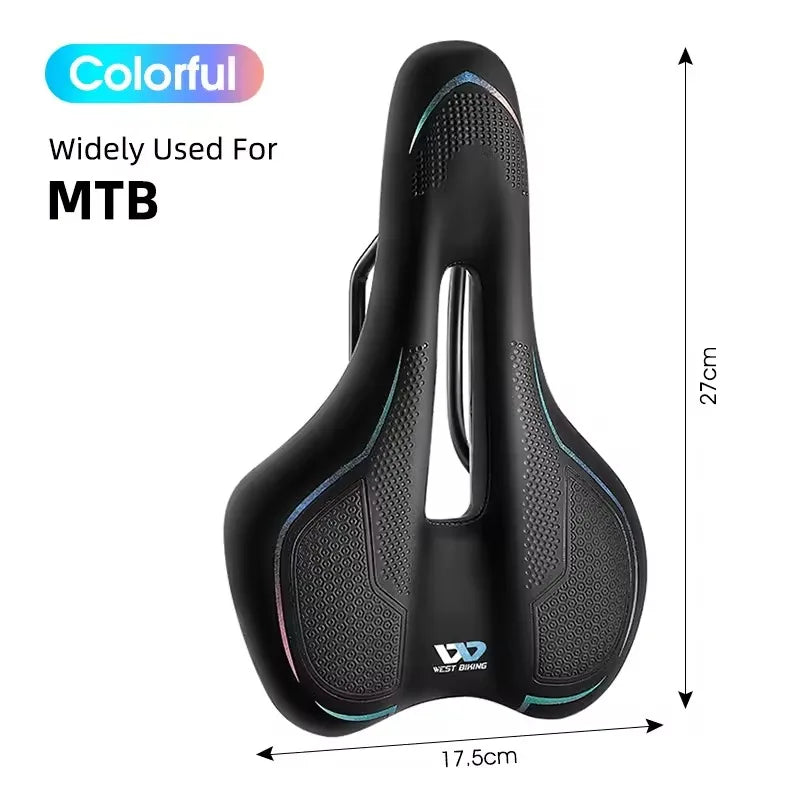 WEST BIKING MTB Bike Bicycle Saddle Rail Hollow Breathable Absorption Rainproof Soft Comfortable Sponge Casual Road Cycling Seat