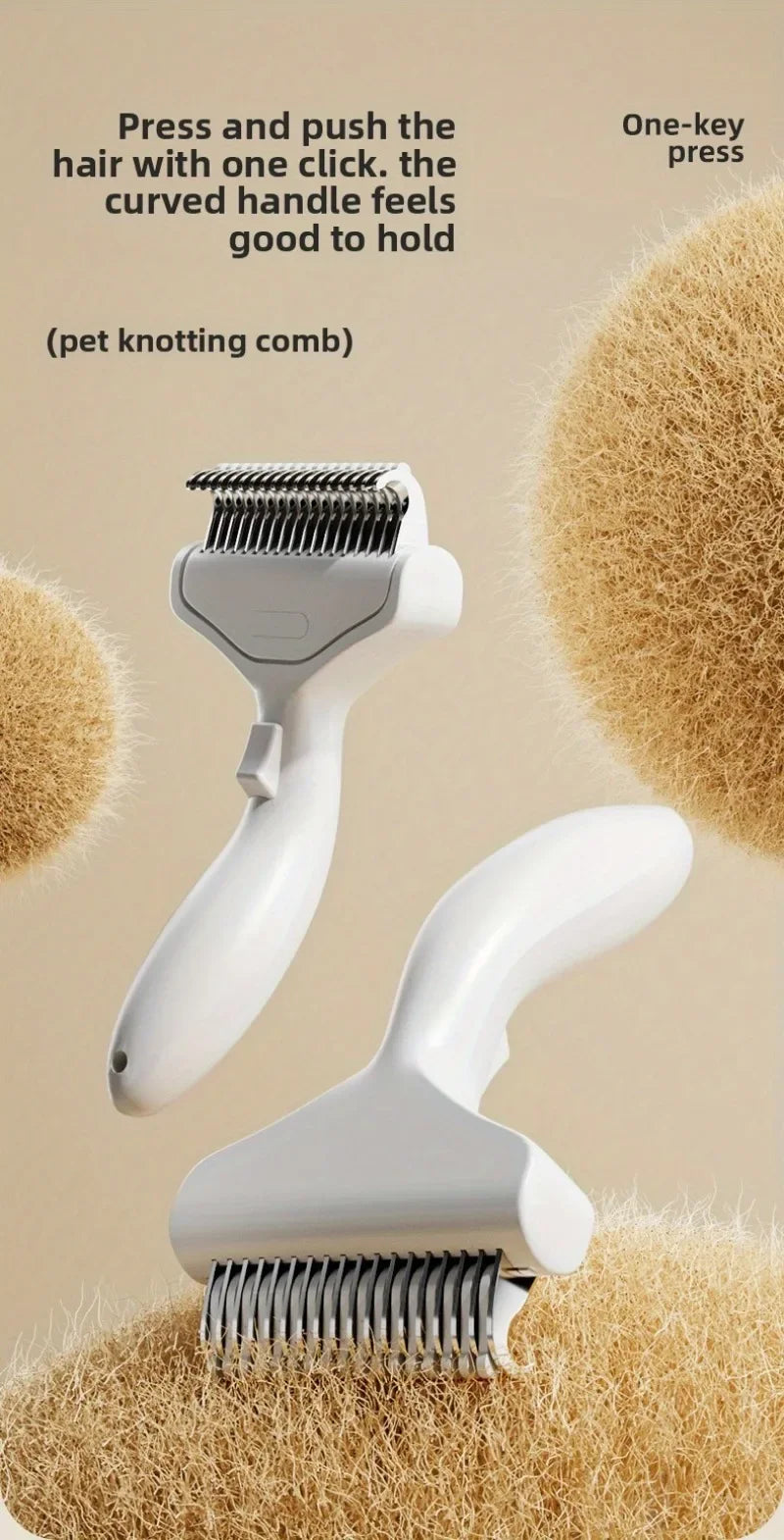 Pet Hair Removal Comb Curved Stainless Steel Teeth for Dogs Cats Detangling Brush for Long Thick Hair Professional Grooming Tool