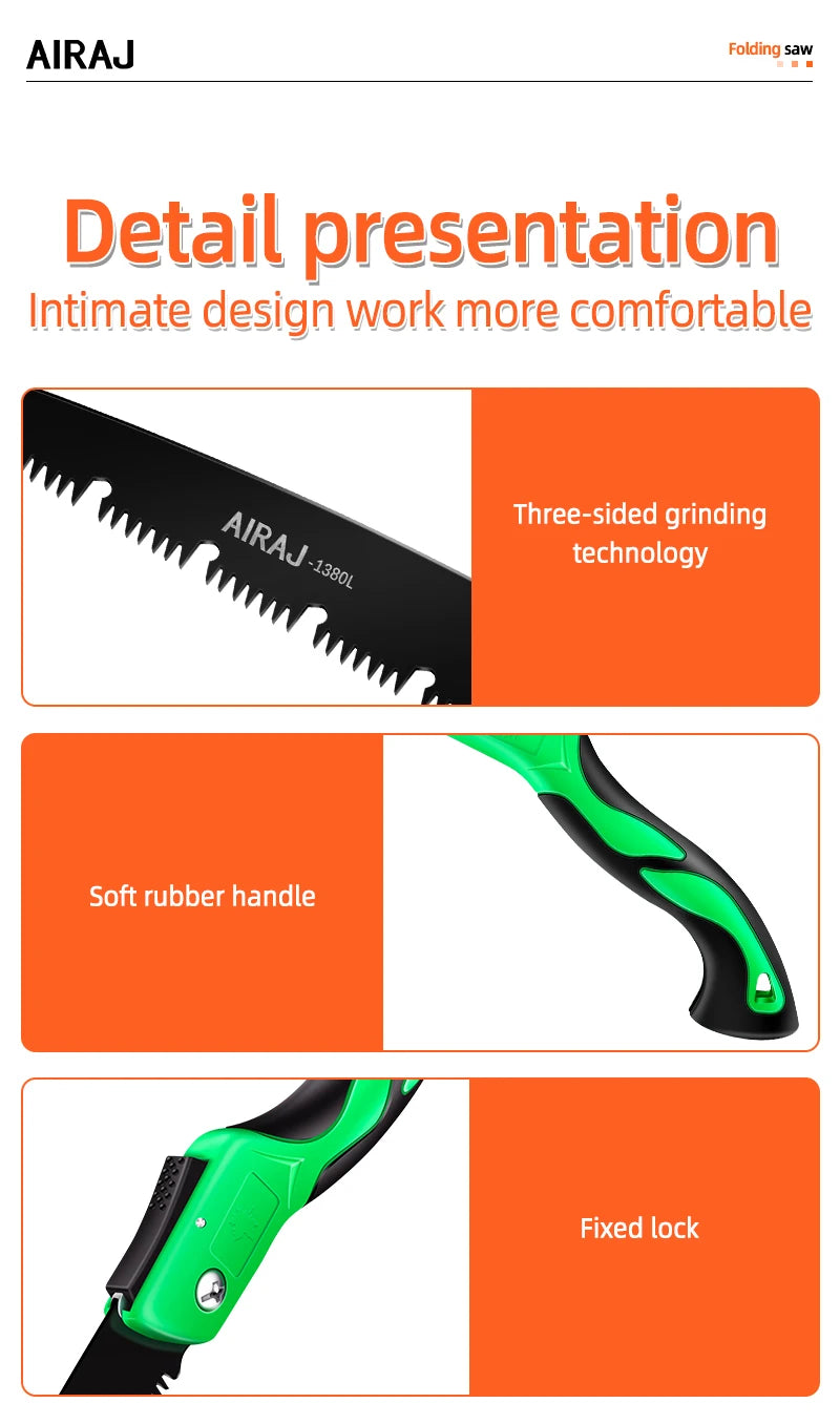 AIRAJ Multifunctional Folding Saw Steel Sharp And Wear-Resistant Portable Household Hand Saw Woodworking Saw