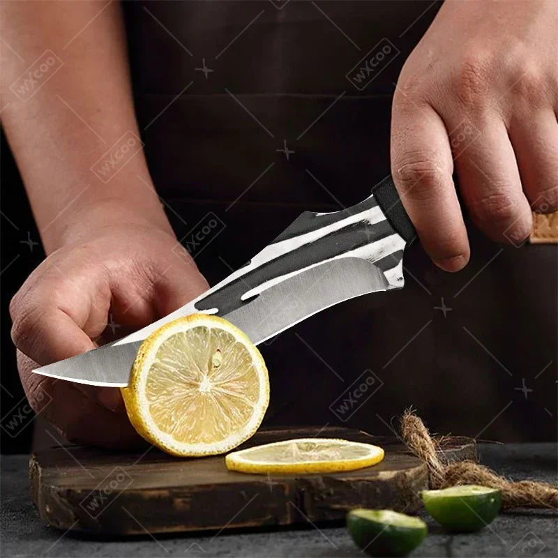 WXCOO Hand-Forged Butcher Knife Stainless Steel Kitchen Knife Full Tang Meat Cleaver Boning Chef Knife for Barbecue Cooking