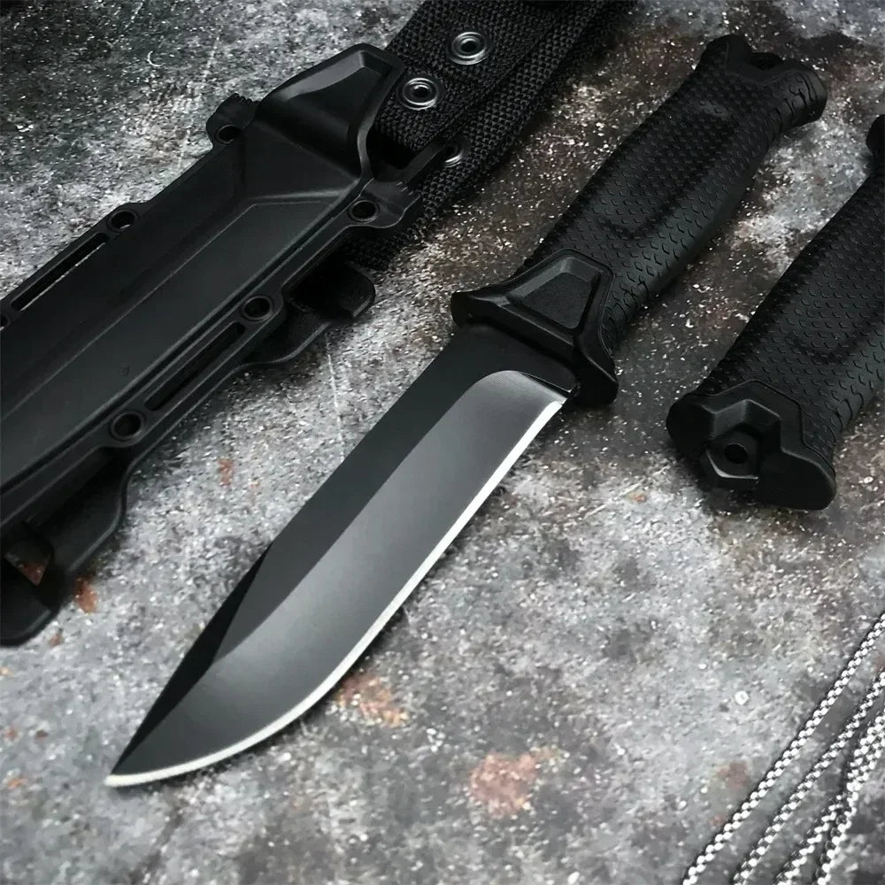 Camouflage GB 1500 StrongArm Full Tang Fixed Blade Knife 8Cr13Mov Black Blade Rubber Handles Tactical Hunting Military Knives