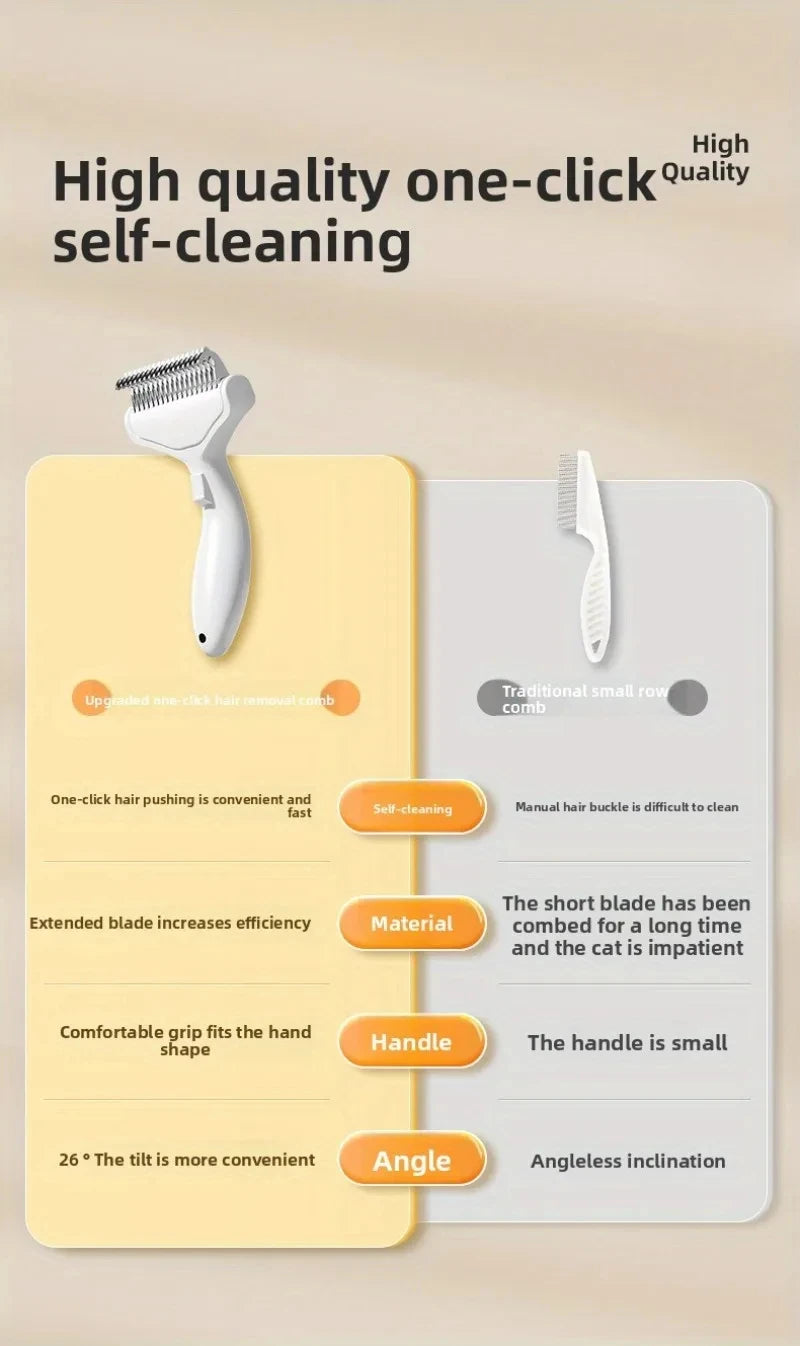 Pet Hair Removal Comb Curved Stainless Steel Teeth for Dogs Cats Detangling Brush for Long Thick Hair Professional Grooming Tool