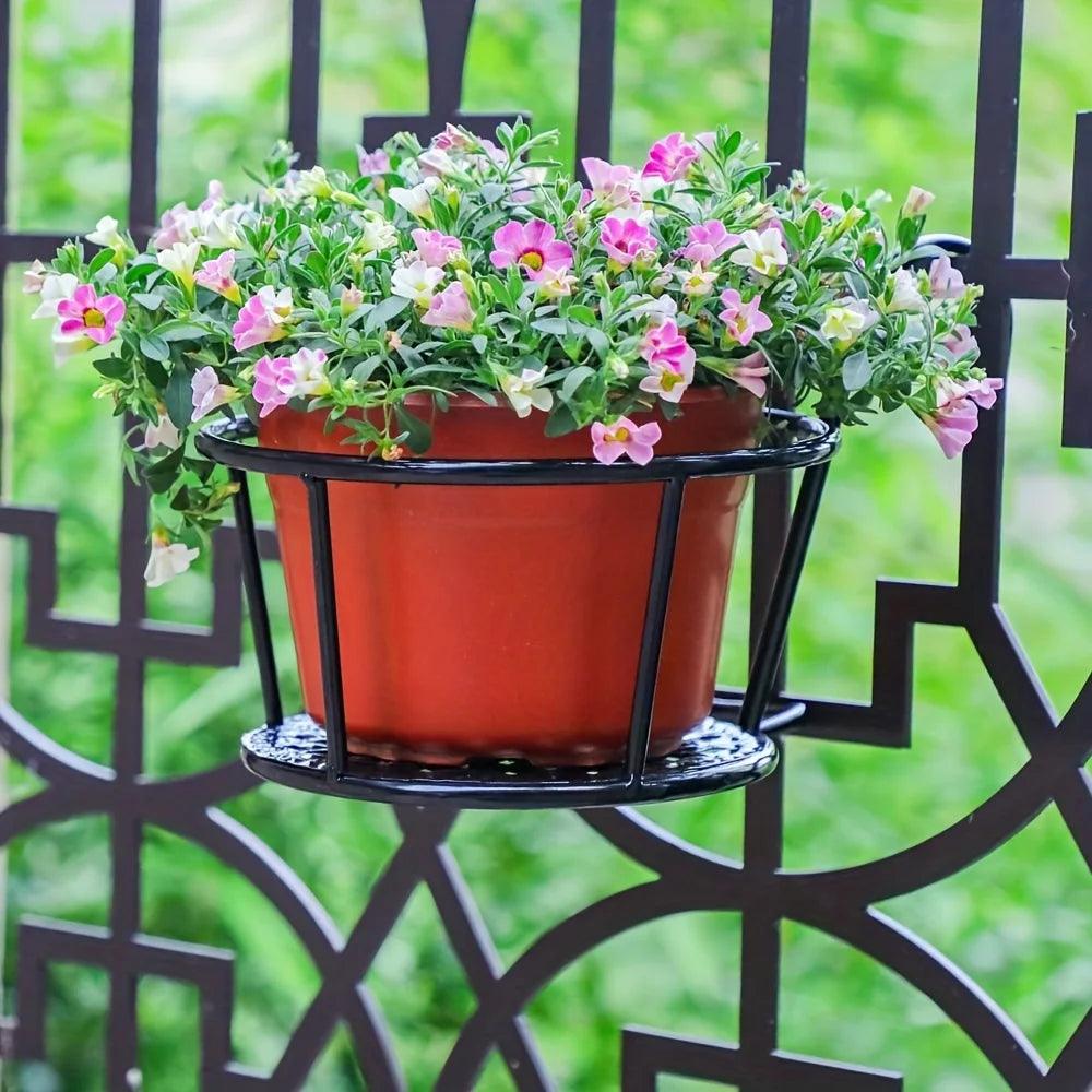 One pack of 1/2/3 iron art hanging flower pots with hanging hooks, metal plant planting hanging basket, detachable, for balcony