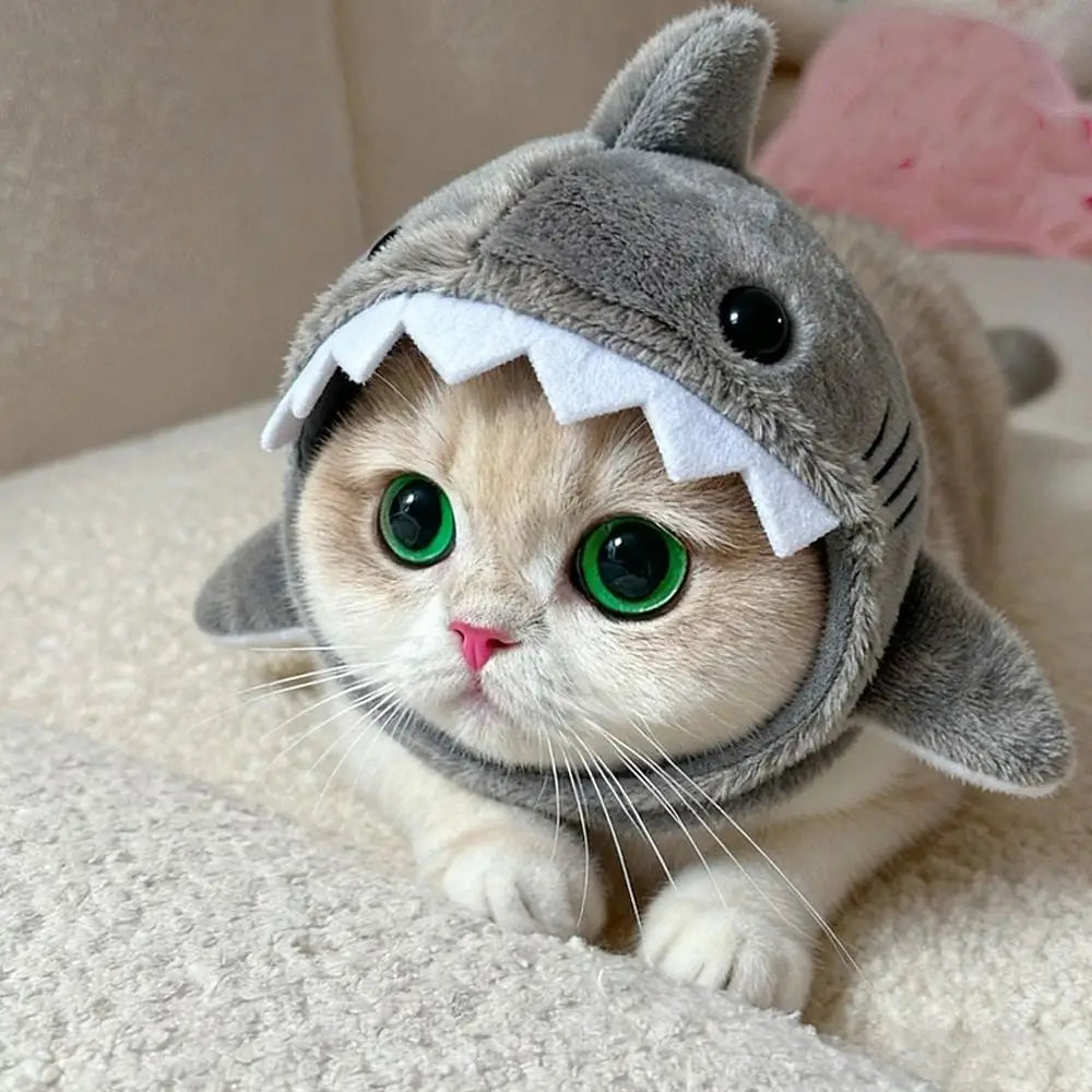 Funny Adjustable Cat Shark Headdress Warm Soft Cat Decorative Hat Cute Cartoon Cat Warm Hat Cosplay Party