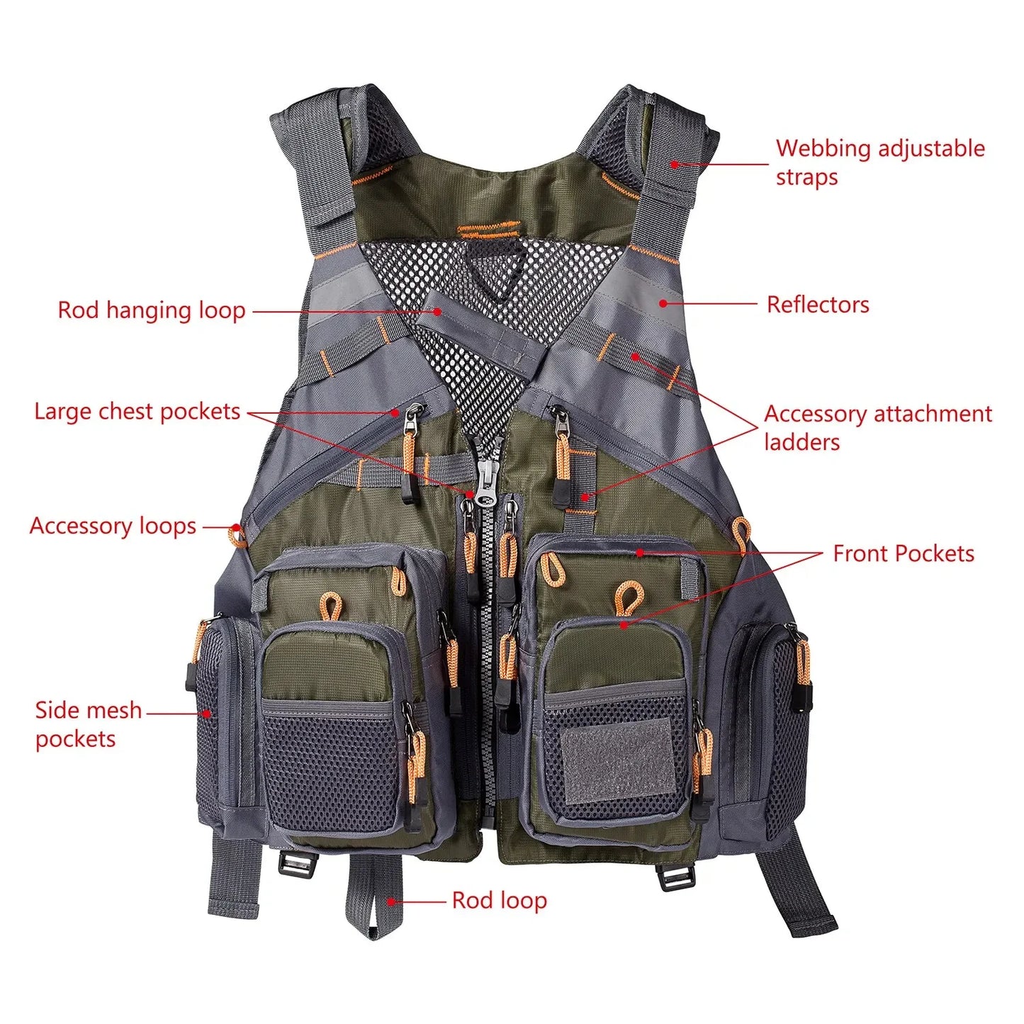 Breathable Fishing Vest Outdoor Sports Mountaineering Hiking Cycling Adjustable Fly Fishing Swim Vest Fishing Tackle