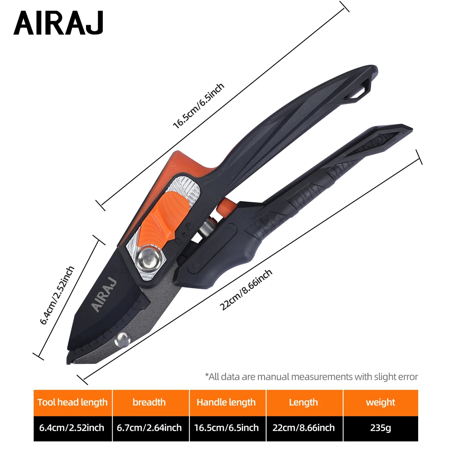 AIRAJ Pruning Shears Full Category, Multi-gear Adjustment Large Opening Super Sharp Manual Trimmer Professional Garden Shears
