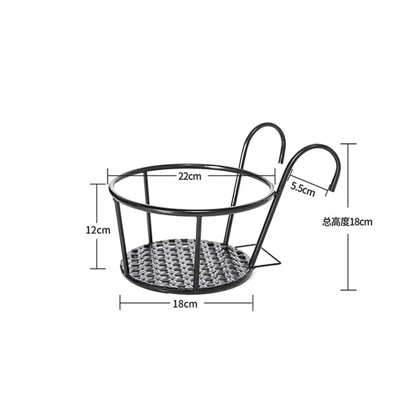 One pack of 1/2/3 iron art hanging flower pots with hanging hooks, metal plant planting hanging basket, detachable, for balcony