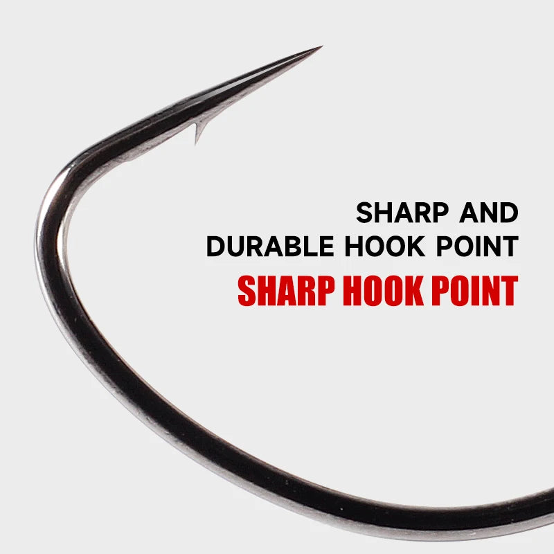 SUPERCONTINET 10pcs/lot Fishing Soft Worm Hooks High Carbon Steel Wide Super Lock Fishhooks Lure Softjerk Hooks