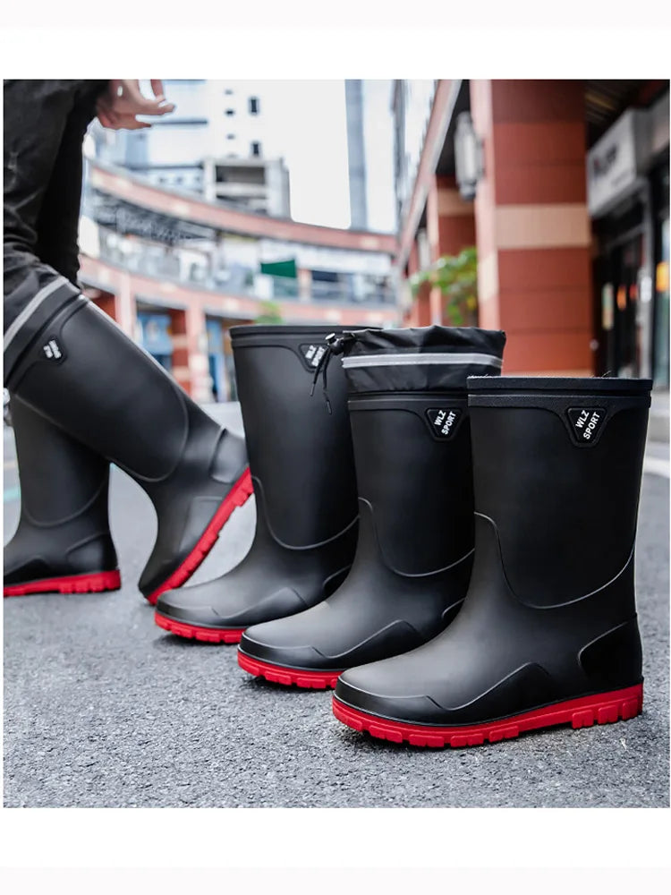 German Style Thickened Long High-Tube Rain Boots Men's Anti-Slip Outdoor Camping Fishing Snake Bite Proof Water Shoes
