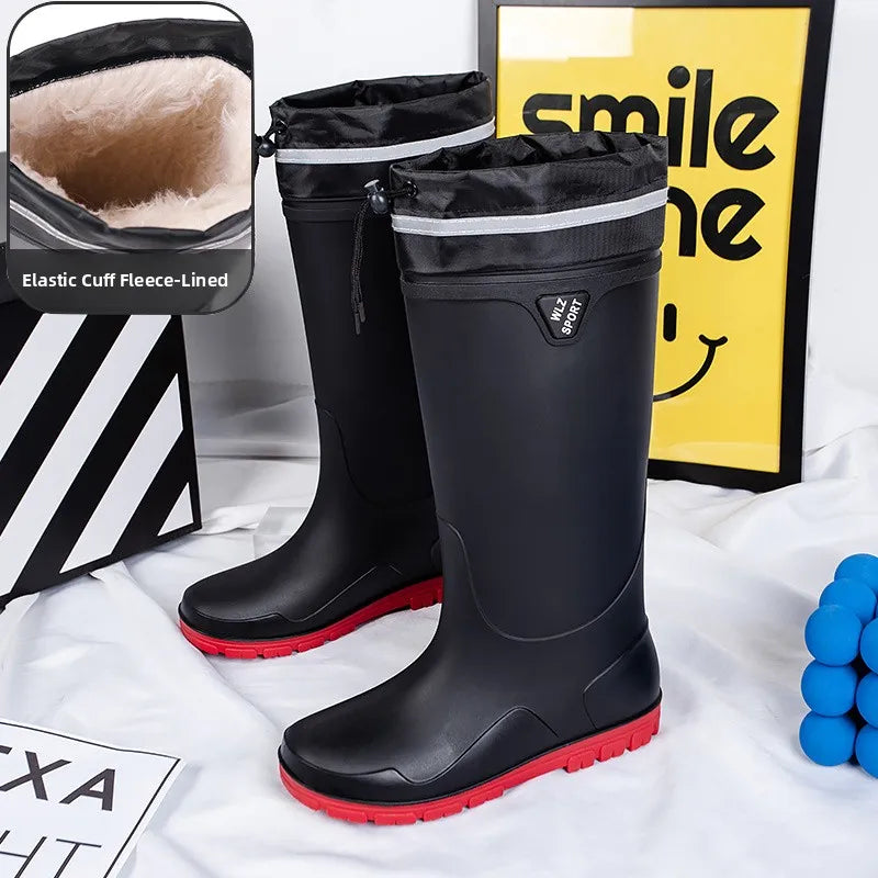 German Style Thickened Long High-Tube Rain Boots Men's Anti-Slip Outdoor Camping Fishing Snake Bite Proof Water Shoes