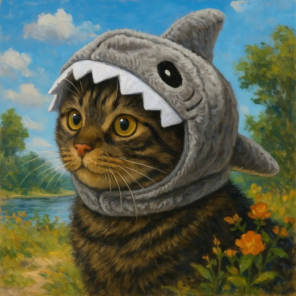 Funny Adjustable Cat Shark Headdress Warm Soft Cat Decorative Hat Cute Cartoon Cat Warm Hat Cosplay Party