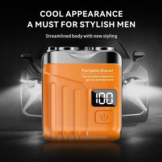 Mini Portable Electric Shaver for Men, USB Rechargeable Dual Blades Beard Trimmer, Wet & Dry Use Face Razor for Home Travel