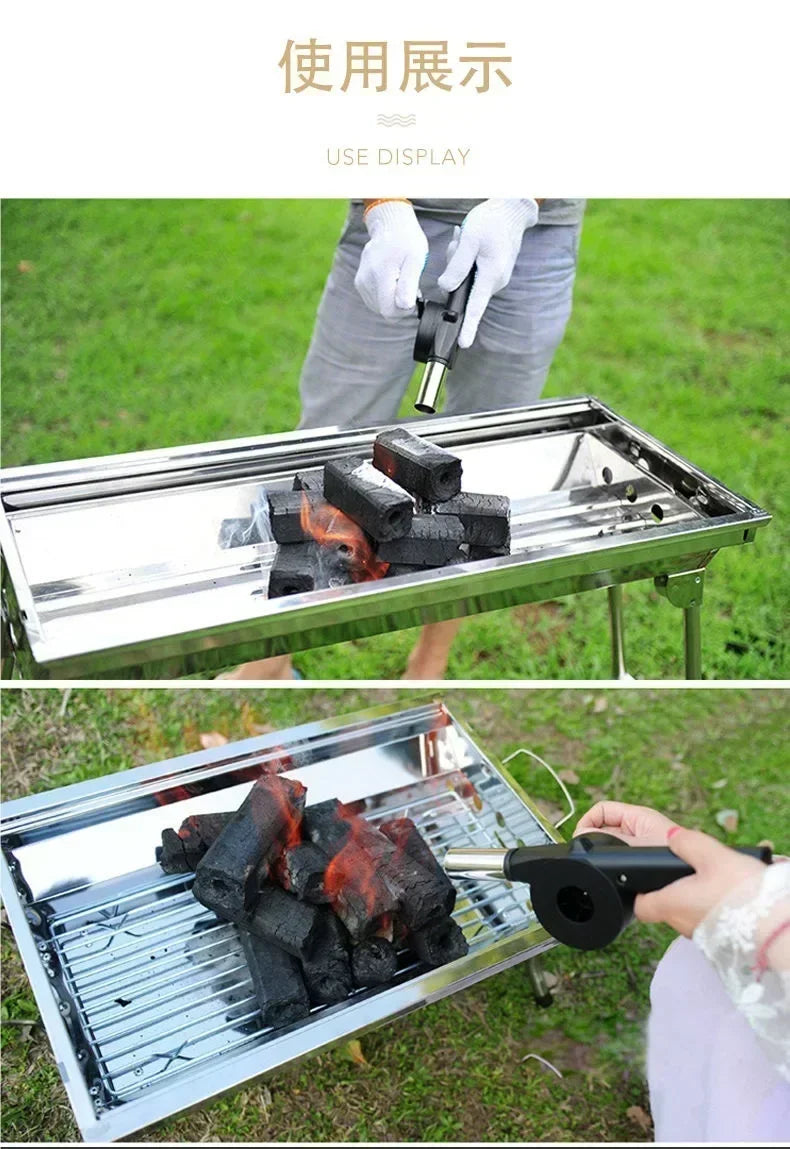 BBQ Fan Air Blower Fast Fire Starter Portable Manual Hand Crank for Outdoor Picnic Camping Cooking Barbecue Charcoal Grills Stov