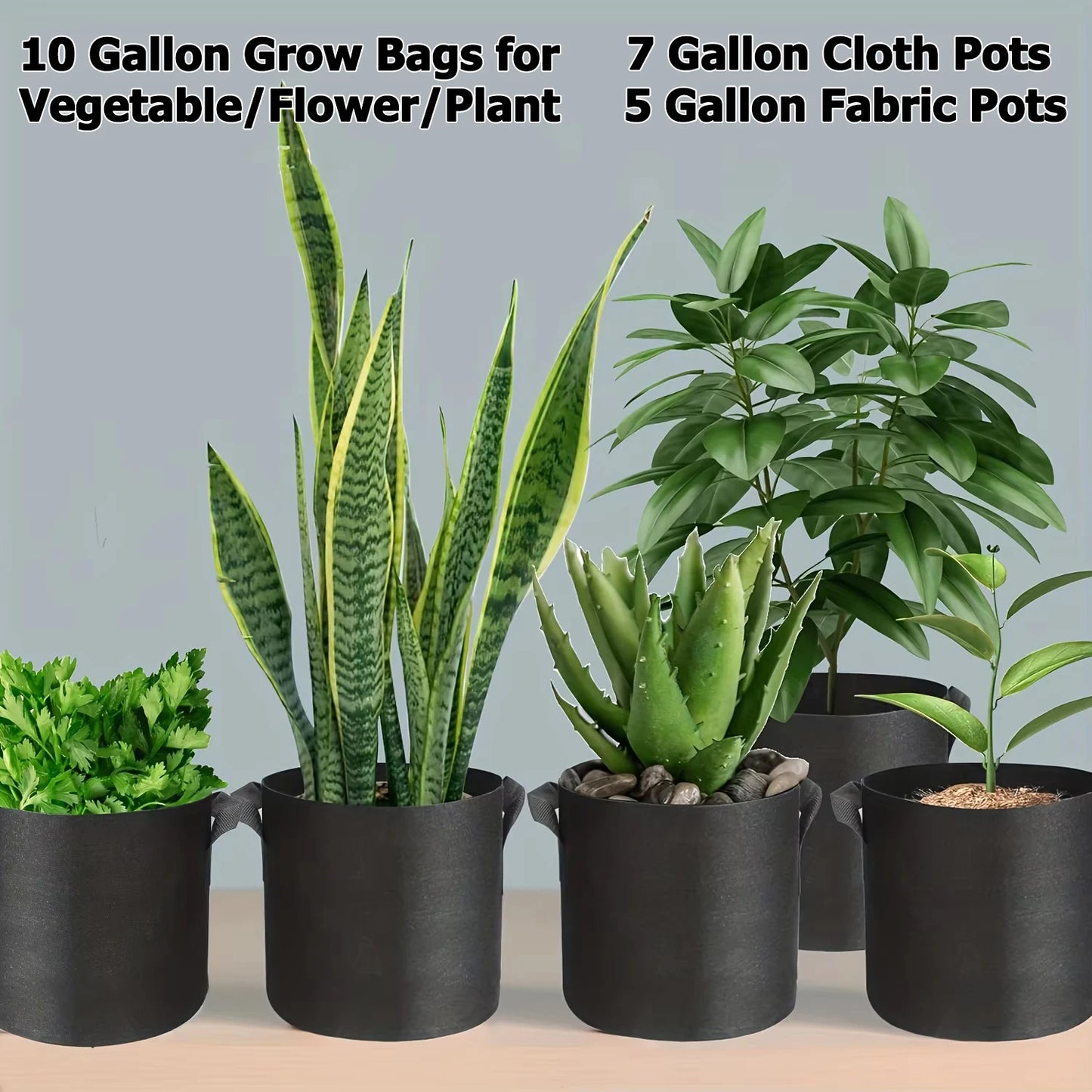 10 Gallon Grow Bags for Vegetable/Flower/Plant, 5 Gallon Aeration Fabric Pots with Handles Cloth Pots for Plants Garden Gift