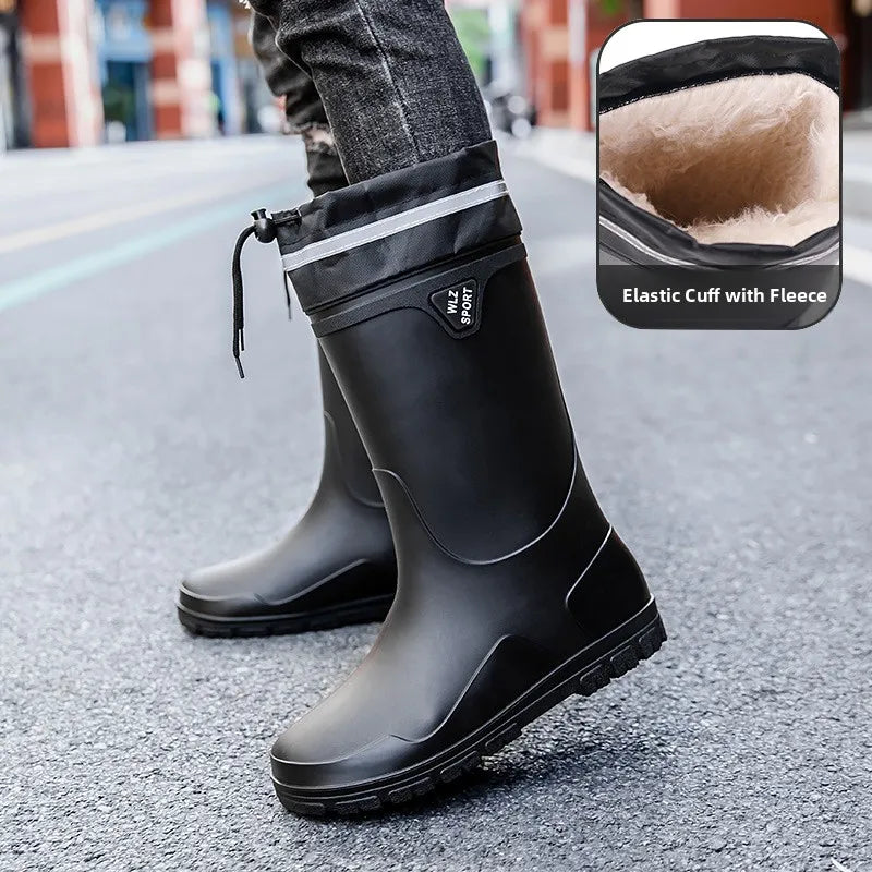 German Style Thickened Long High-Tube Rain Boots Men's Anti-Slip Outdoor Camping Fishing Snake Bite Proof Water Shoes