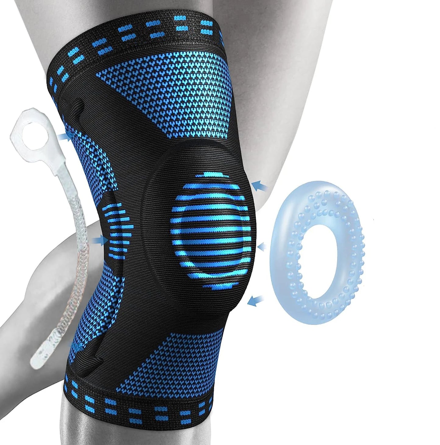 1/2Pcs Sport Compression Knee Support Brace Patella Protector Knitted Silicone Spring LegPad Cycling Running Basketball Football