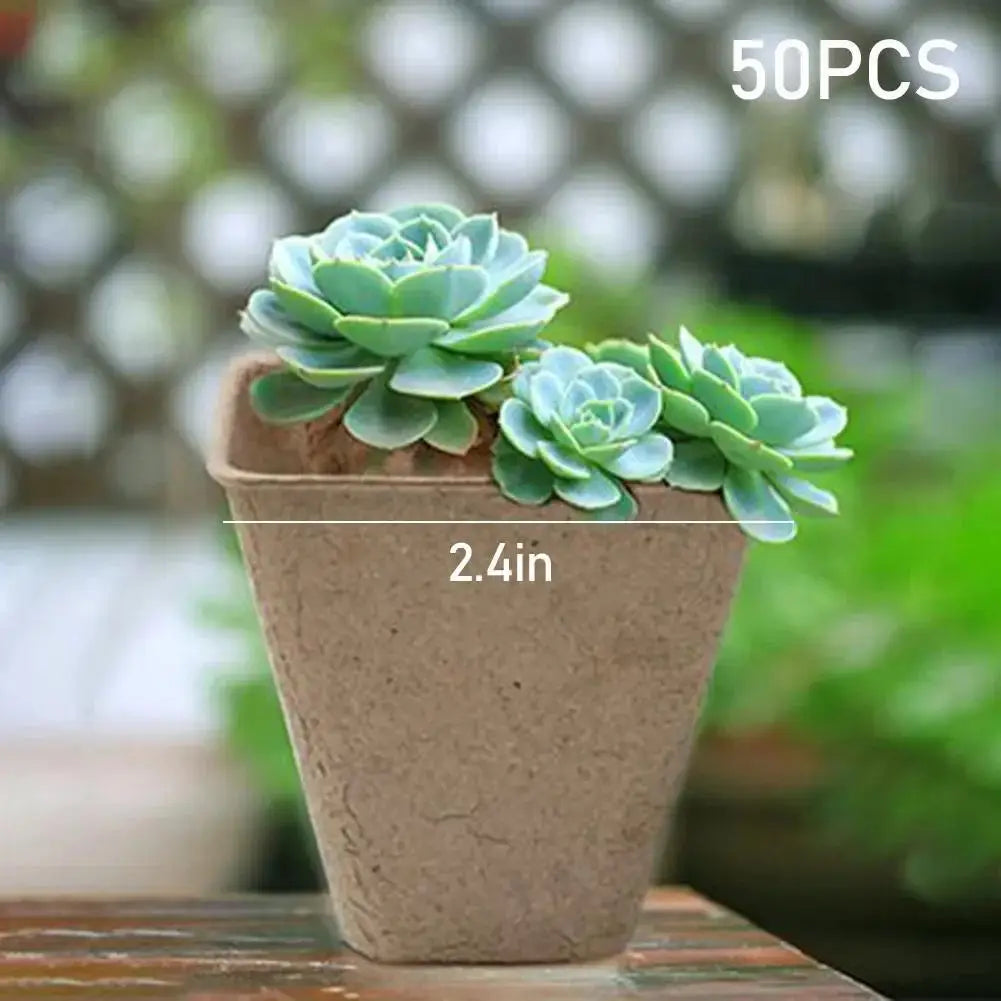 50Pcs Plant Pots Nursery Cups Garden Tray Biodegradable Paper Pulp Peat Pots 6/8cm Plant Grow Bags For Home Garden Accessories