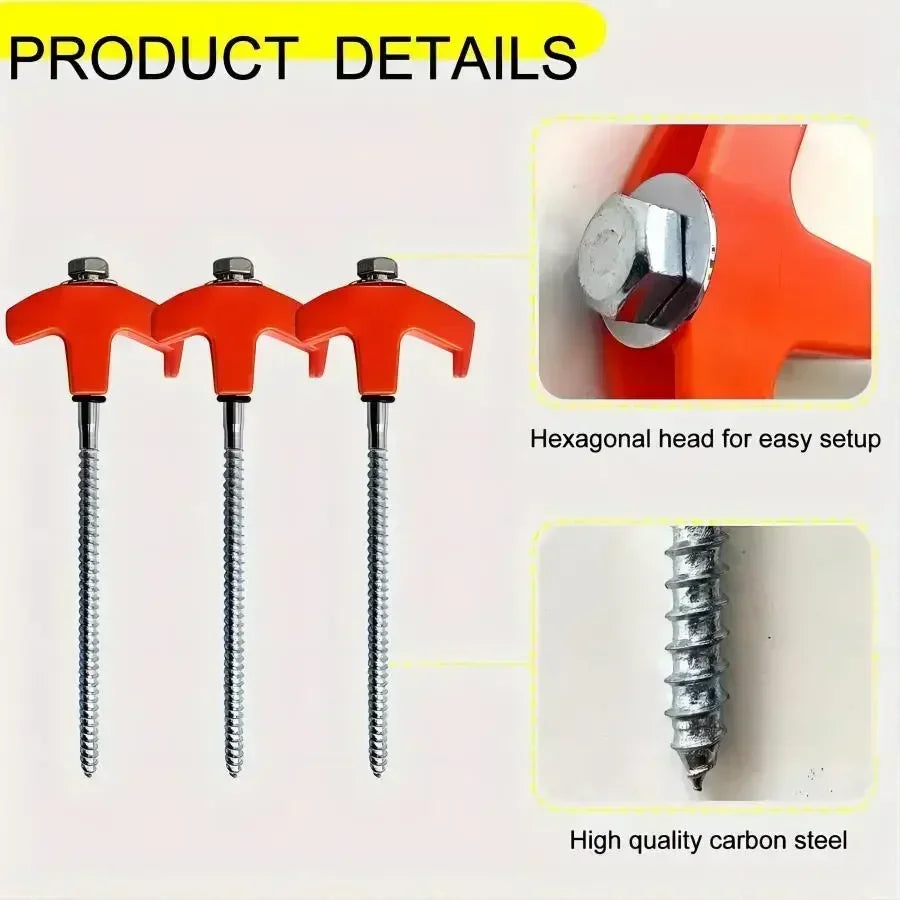 CZHIYAO 4pcs Outdoor Tent Nail 20/25/30cm Screw Anchor Stakes Pegs Screws Peg Ground Nails Carbon Steel Hexagonal Plastic Head