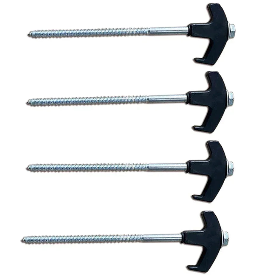 CZHIYAO 4pcs Outdoor Tent Nail 20/25/30cm Screw Anchor Stakes Pegs Screws Peg Ground Nails Carbon Steel Hexagonal Plastic Head