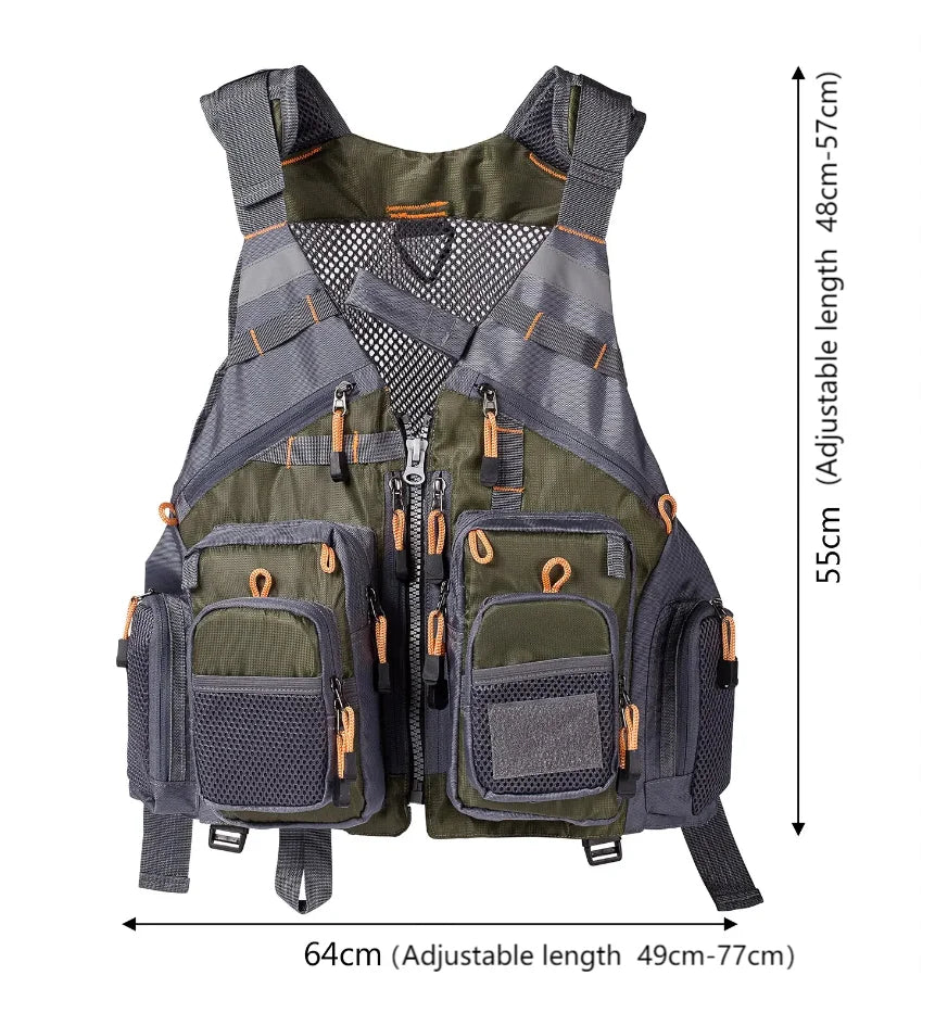 Breathable Fishing Vest Outdoor Sports Mountaineering Hiking Cycling Adjustable Fly Fishing Swim Vest Fishing Tackle