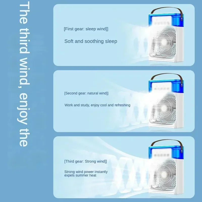 Lenovo Air Conditioner Ice Fan Mini USB Portable Air Cooler Humidifier Water Mist Spray LED Night Light Desktop Cooling Fan