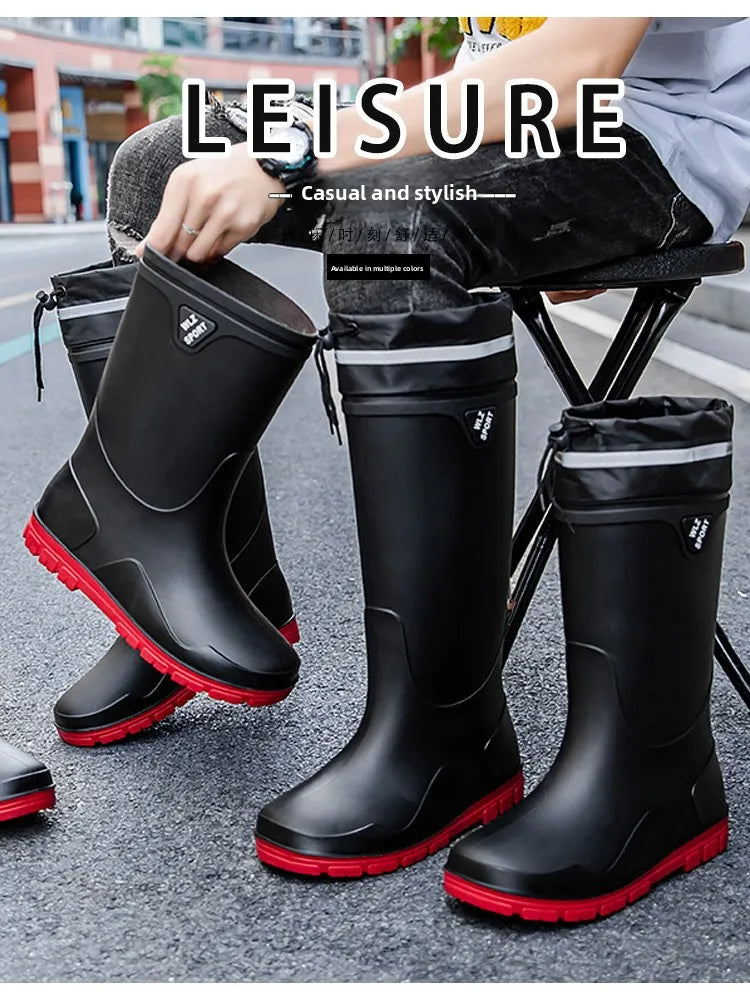 German Style Thickened Long High-Tube Rain Boots Men's Anti-Slip Outdoor Camping Fishing Snake Bite Proof Water Shoes
