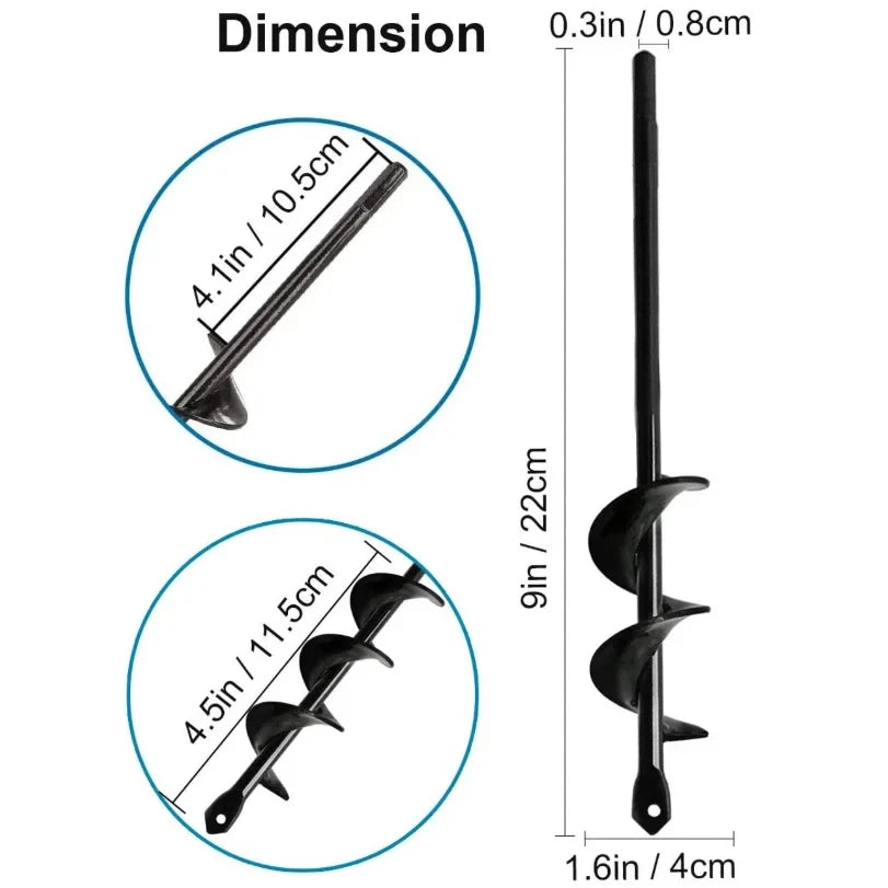 Garden Auger Spiral Drill Bit With 3/8" Hex Drive Drill Planting Hole Digger Tool Loose Soil Drill Bit Accessories