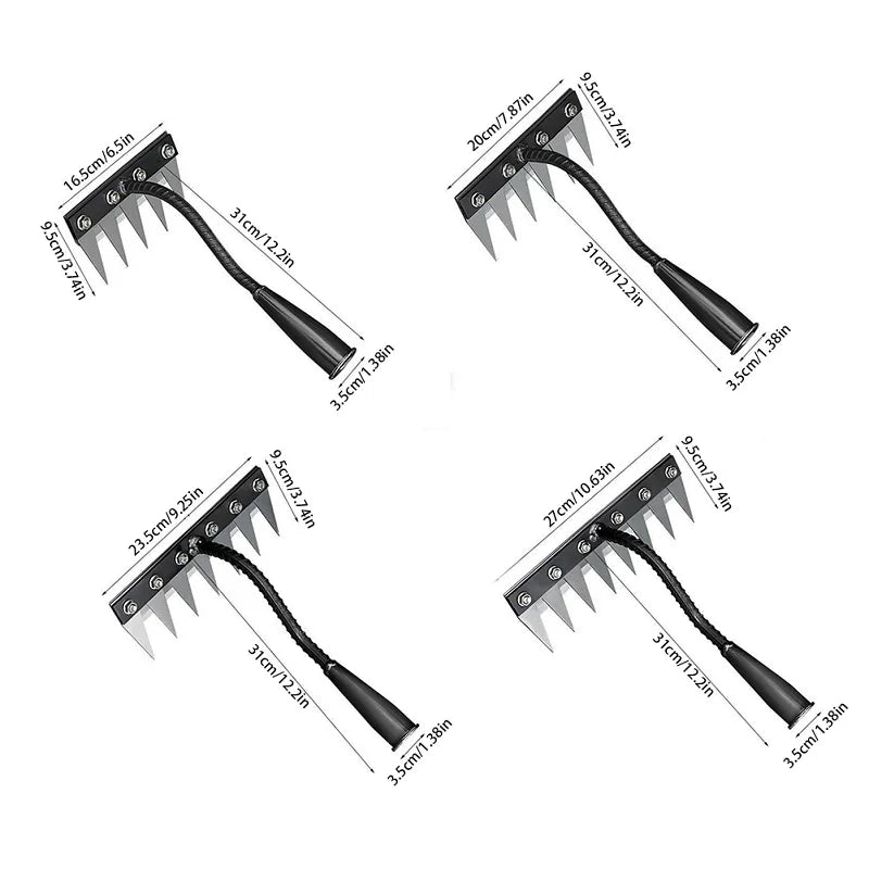 5/6/7/8Teeth Agricultural Rake Soil Loosening Weeding Tool Multifunction Metal Weeding Rake Garden Weeding Rake Gardening Tools