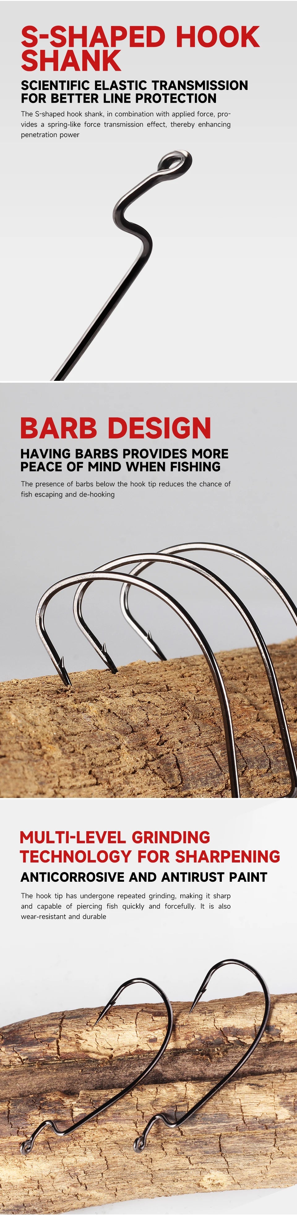 Supercontinent 10pcsB94Fishing hook Offset 6# - 3/0# crank hook for soft worm bait fishhook crankbait fishing tackle accessories
