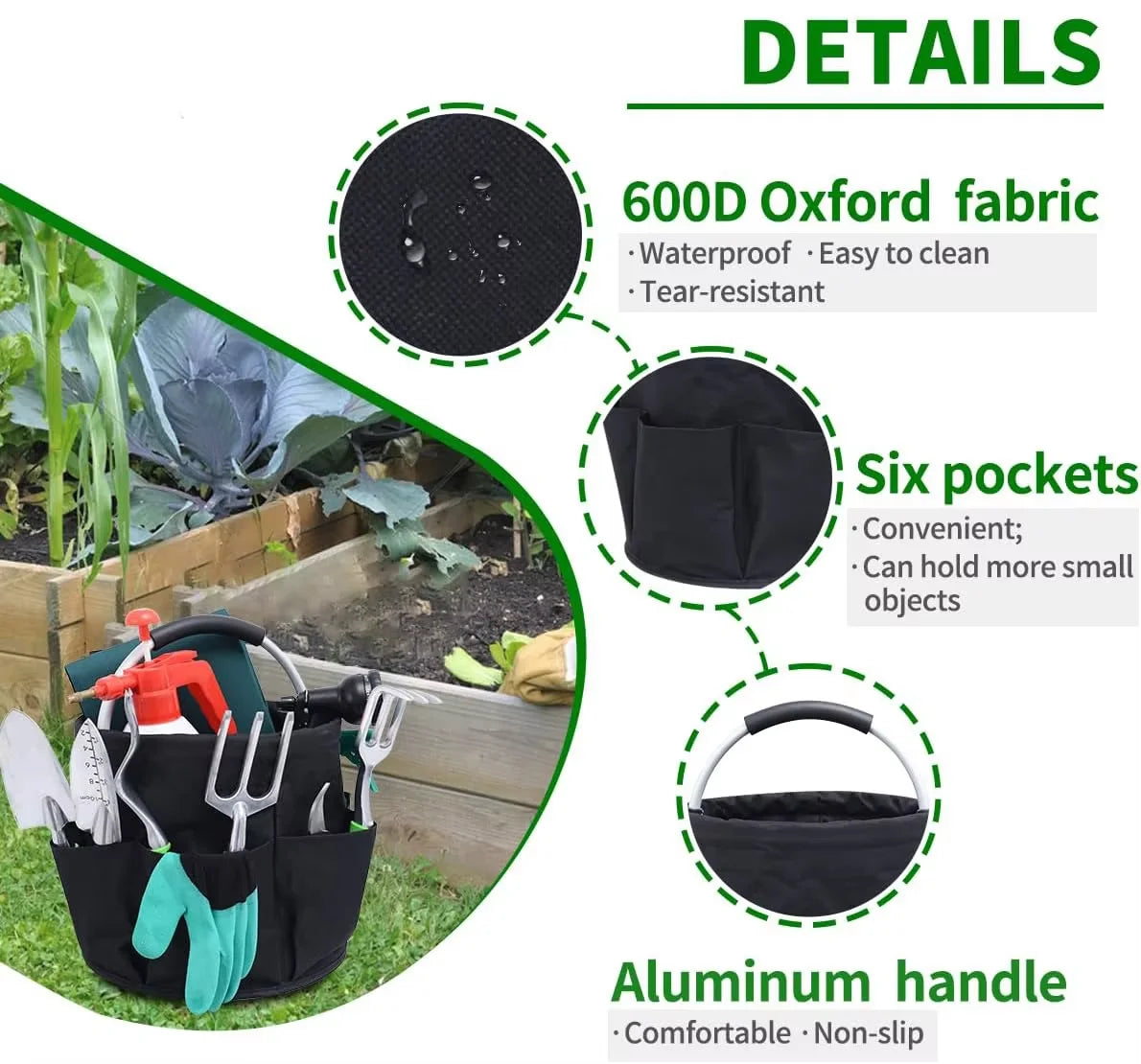 17L Large Storage Organiser Bag Folding Basket Picnic Tote Outdoor Cleaning Caddy with Handle Tool Bag Cleaning Supplies