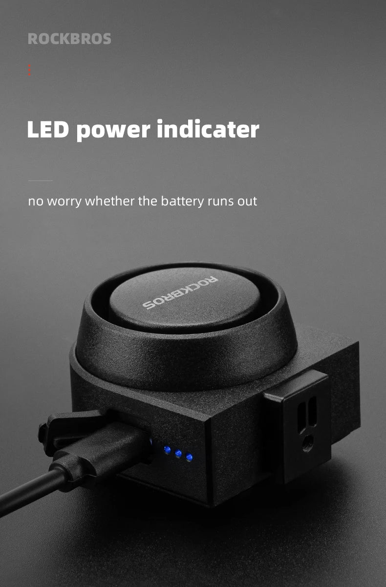 ROCKBROS Bicycle Bell Type-C Vibration Anti Theft Electric Bike Alarm Horn with Wireless Remote Control Security Alarm System