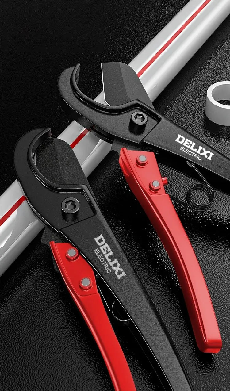 DELIXI ELECTRIC Pipe Cutter，Pipe Scissors SK5 Material Ratchet Cutter PVC/PU/PP/PE Hose Cutting Hand Tool，for Plumber，Homeowners