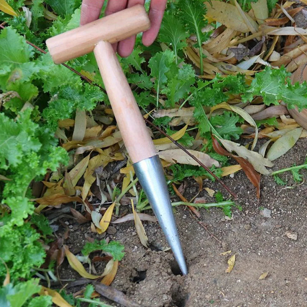 1/2PCS T-Wood Handle Hand Sow Dibbler Sowing Seeds Bulbs Digging Garden Dibber Planter Tool Transplanting Seed Dispenser Garden