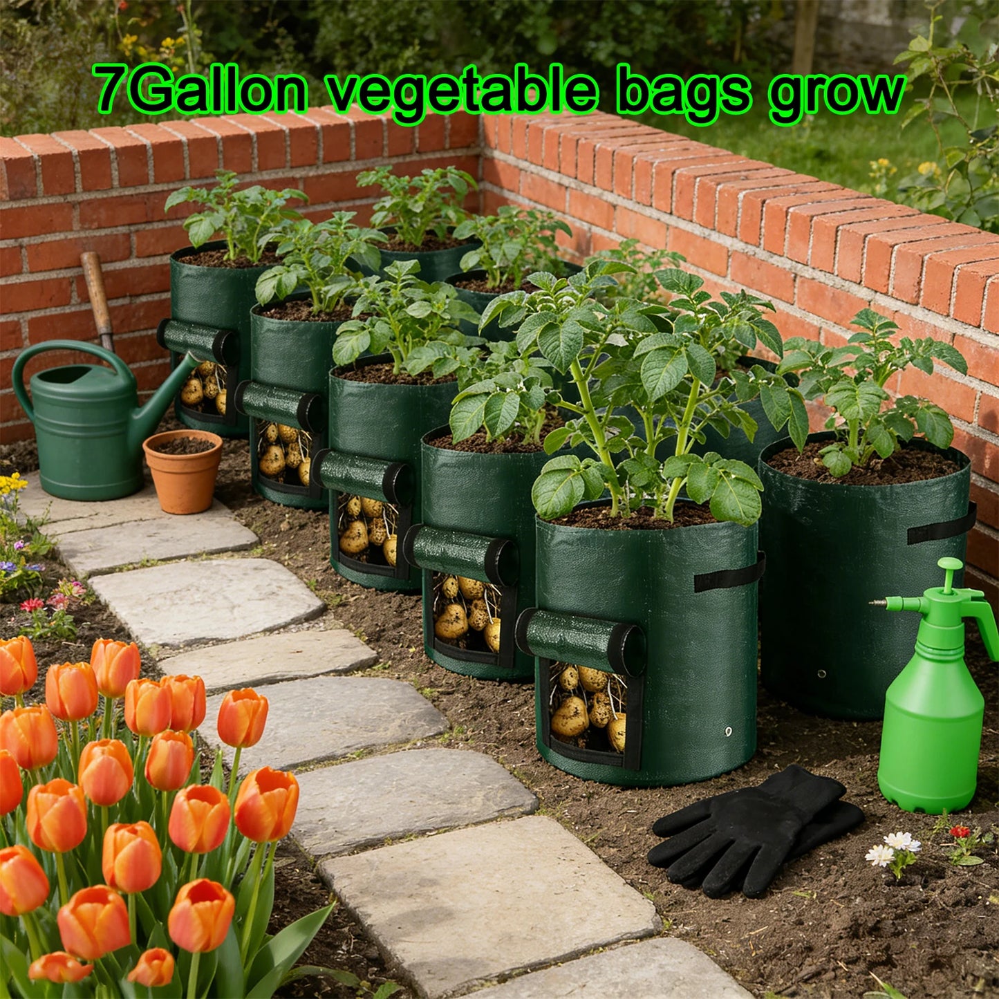 50PCS 7 Gallon Grow Bags for Vegetables Plants with Handles Pots for Plants Form for Garden Flower Pots for Outdoor &Living Room