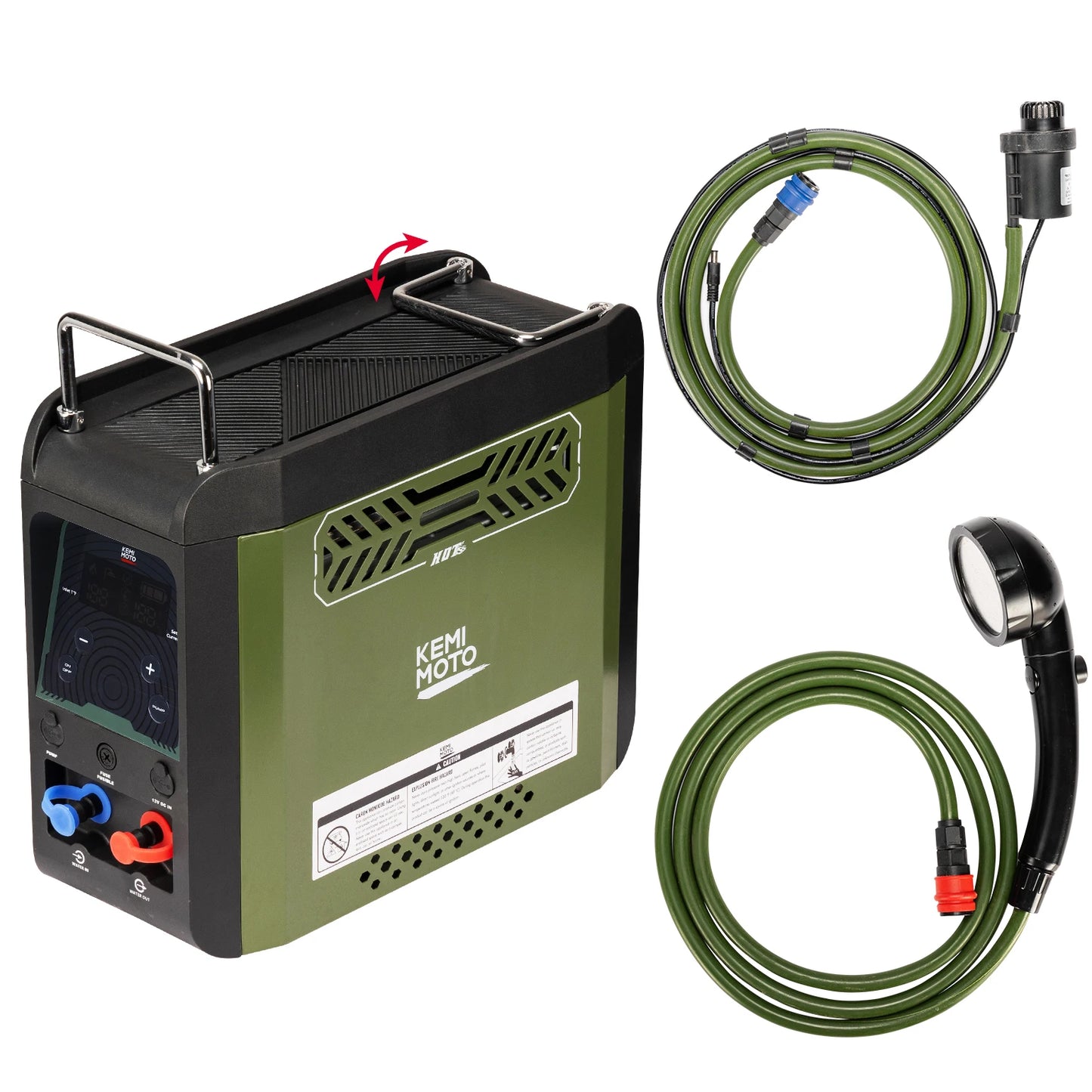 UTV Portable Shower Botane Outdoor Water Heater with Pump Max 100 Mins 3s Instant Hot 20,000 BTU 4000mAh Rechargeable Battery